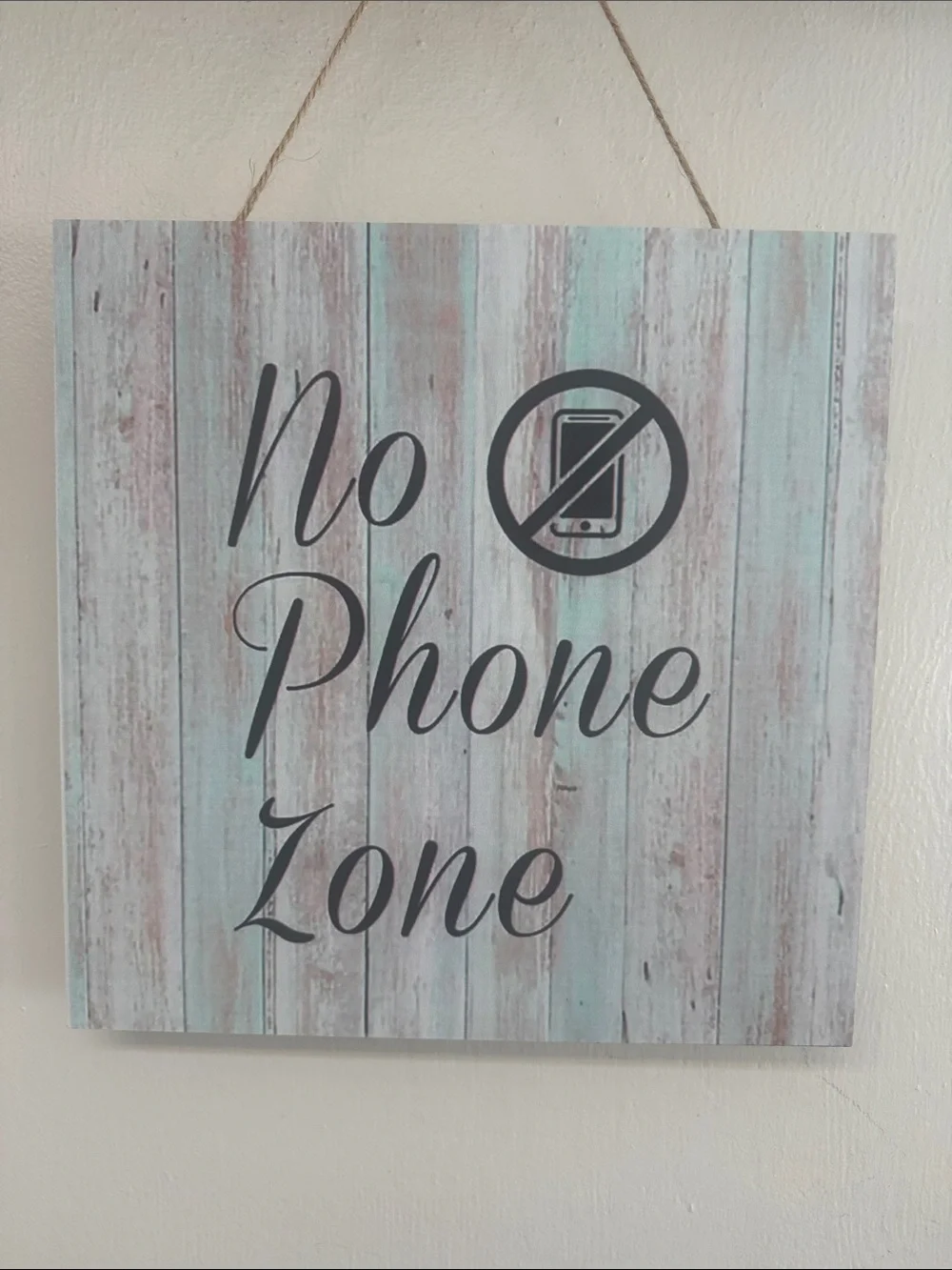 No Phone Zone Rustic Blue Wall Sign by